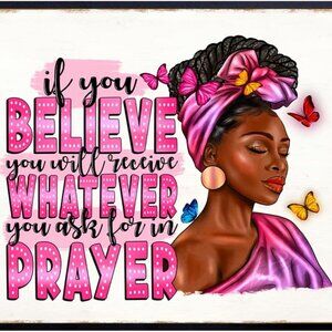 Black Women Prayer Wall Art Unframed 8x10 Bible Verse Religious Decor